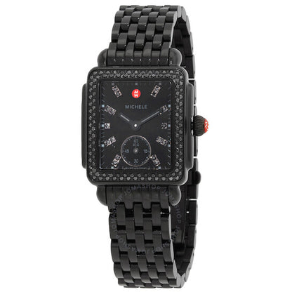 Michele, Deco Mid Quartz Black Dial Ladies Watch