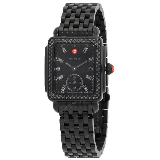 Michele, Deco Mid Quartz Black Dial Ladies Watch