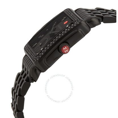 Michele, Deco Mid Quartz Black Dial Ladies Watch