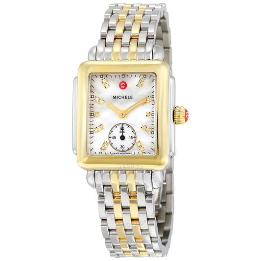 Michele, Deco Mother of Pearl Dial Two-tone Ladies Watch