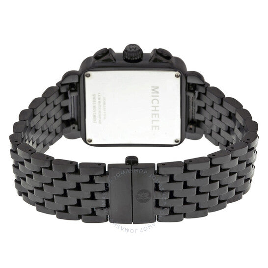 Michele, Deco Noir Diamond Black Ion-plated Ladies Watch