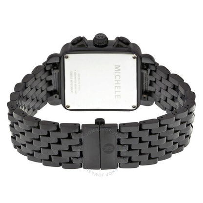 Michele, Deco Noir Diamond Black Ion-plated Ladies Watch