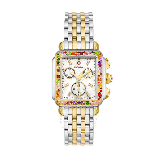 ساعة ميشيل ديكو سواريه كرونوغراف كوارتز مرصعة بالألماس للسيدات