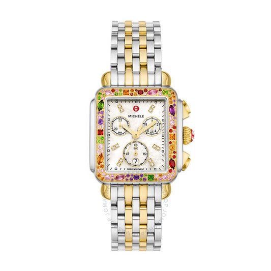 ساعة ميشيل ديكو سواريه كرونوغراف كوارتز مرصعة بالألماس للسيدات