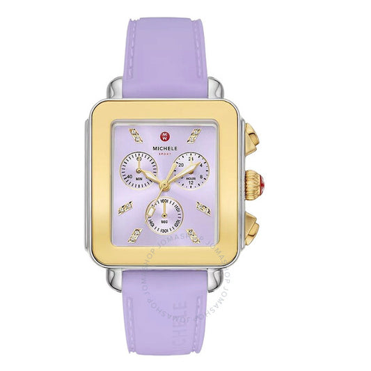 Michele, Deco Sport Chronograph Automatic Purple Dial Ladies Watch