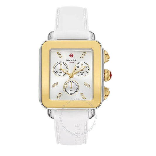 Michele, Deco Sport Chronograph Quartz Diamond Silver Dial Ladies Watch