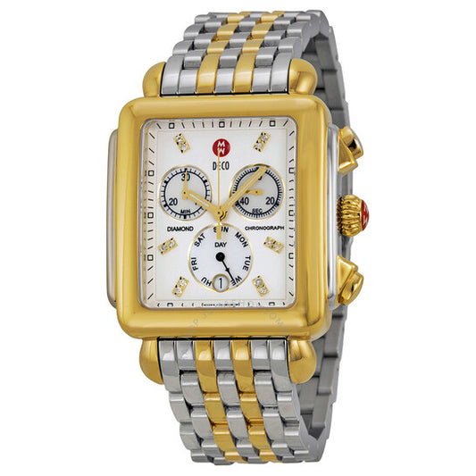 Michele, Deco XL Day Two-Tone Stainless Steel Ladies Watch