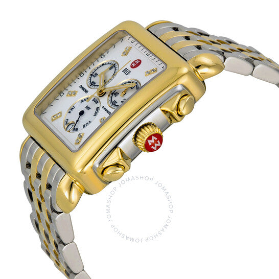 Michele, Deco XL Day Two-Tone Stainless Steel Ladies Watch