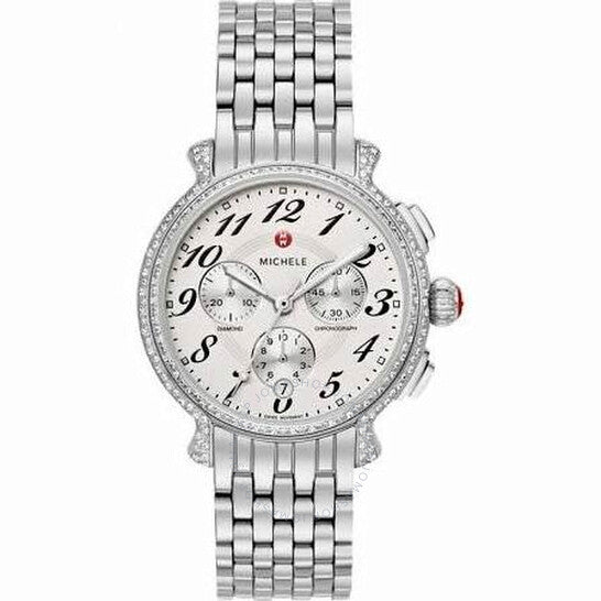 Michele, Extreem Fluette Chronograph Silver White Dial Ladies Watch