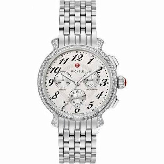 Michele, Extreem Fluette Chronograph Silver White Dial Ladies Watch