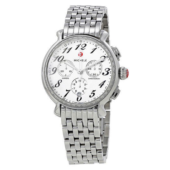 Michele, Fluette Diamond Chronograph Stainless Steel Ladies Watch