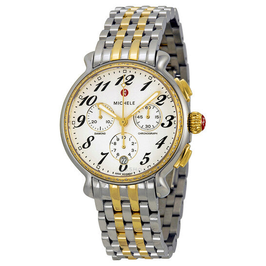Michele, Fluette Silver White Dial Two-tone Ladies Watch
