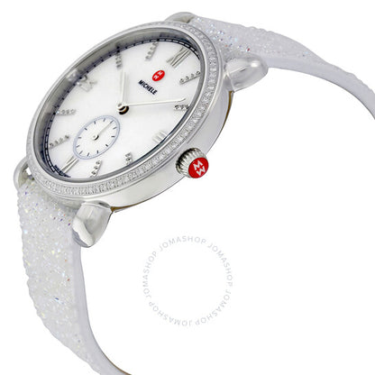 Michele, Gracile Mother of Pearl Dial Diamond Ladies Watch