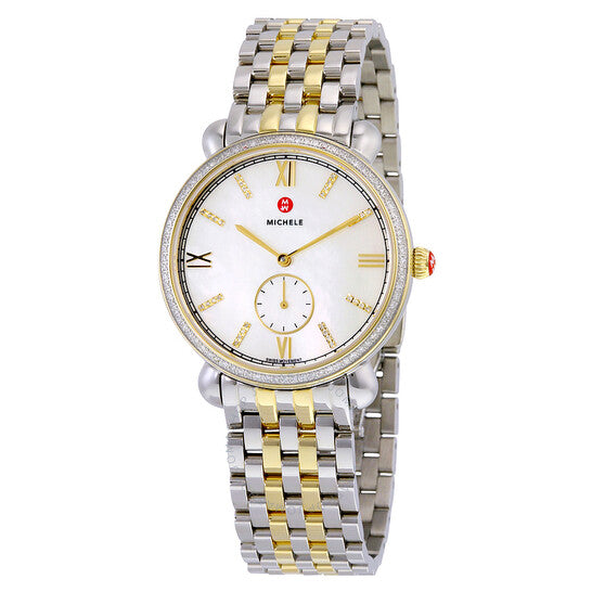 Michele, Gracile Mother of Pearl Dial Two-tone Ladies Watch