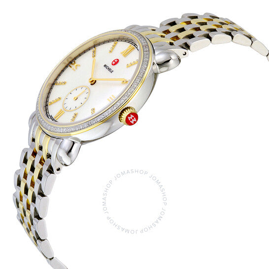 Michele, Gracile Mother of Pearl Dial Two-tone Ladies Watch