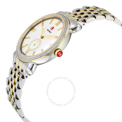 Michele, Gracile Mother of Pearl Dial Two-tone Ladies Watch