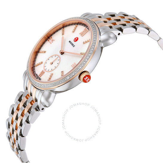 Michele, Gracile White Mother of Pearl Dial Ladies Watch