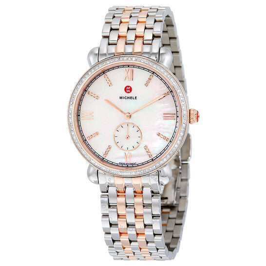 Michele, Gracile White Mother of Pearl Dial Ladies Watch
