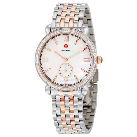Michele, Gracile White Mother of Pearl Dial Ladies Watch