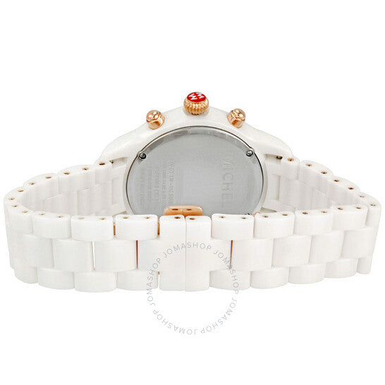 Michele, Jetway Diamond Ceramic Chronograph Rose Gold-tone Ladies Watch