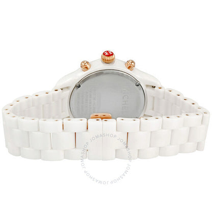 Michele, Jetway Diamond Ceramic Chronograph Rose Gold-tone Ladies Watch