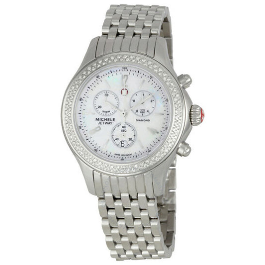 Michele, Jetway Mother of Pearl Dial Diamond Bezel Ladies Watch