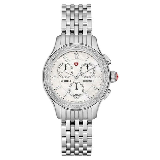 Michele, Jetway Mother Of Pearl Dial Ladies Chronograph Watch
