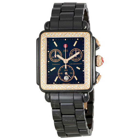 Michele, Ladies Deco Black Ceramic Watch