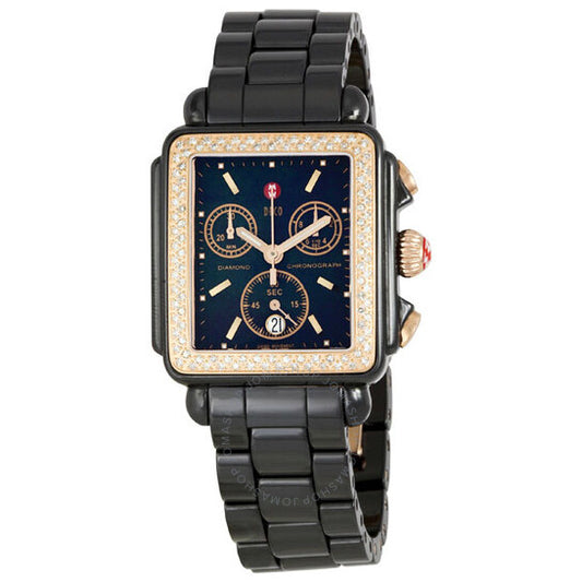 Michele, Ladies Deco Black Ceramic Watch