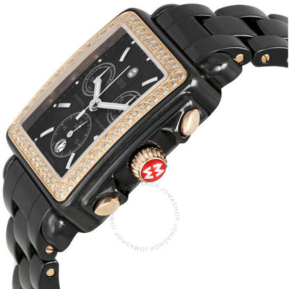 Michele, Ladies Deco Black Ceramic Watch