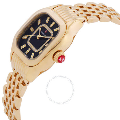 ساعة ميشيل ميجي كوارتز للسيدات بمينا أسود مرصعة بالألماس