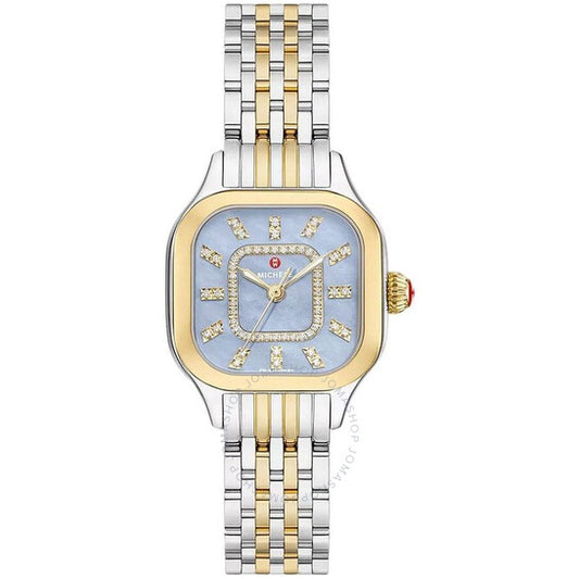 ساعة ميشيل ميجي كوارتز نسائية بمينا زرقاء مرصعة بالألماس