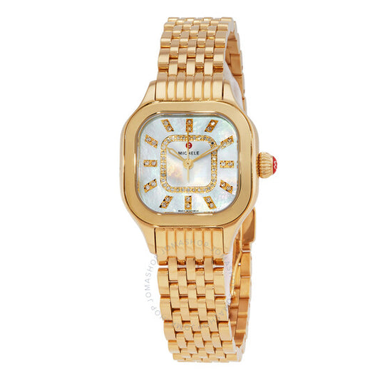 Michele, Meggie Quartz Diamond White Mother of Pearl Dial Ladies Watch