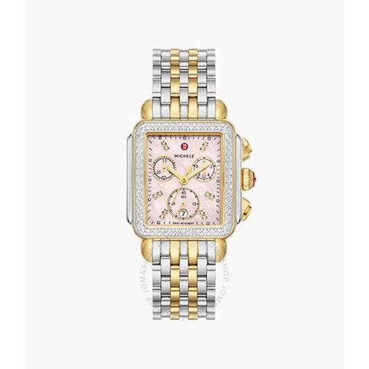 ساعة ميشيل ديكو كرونوغراف كوارتز مرصعة بالألماس للسيدات