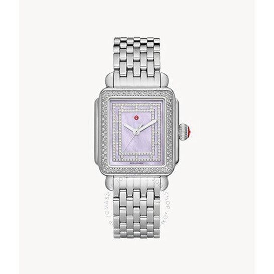 Michele, Deco Madison Quartz Diamond Purple Dial Ladies Watch
