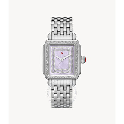 Michele, Deco Madison Quartz Diamond Purple Dial Ladies Watch