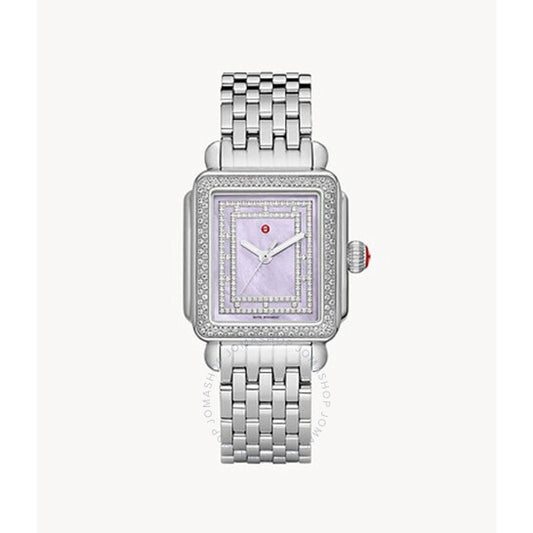 ساعة ميشيل ديكو ماديسون كوارتز نسائية بمينا أرجوانية مرصعة بالألماس