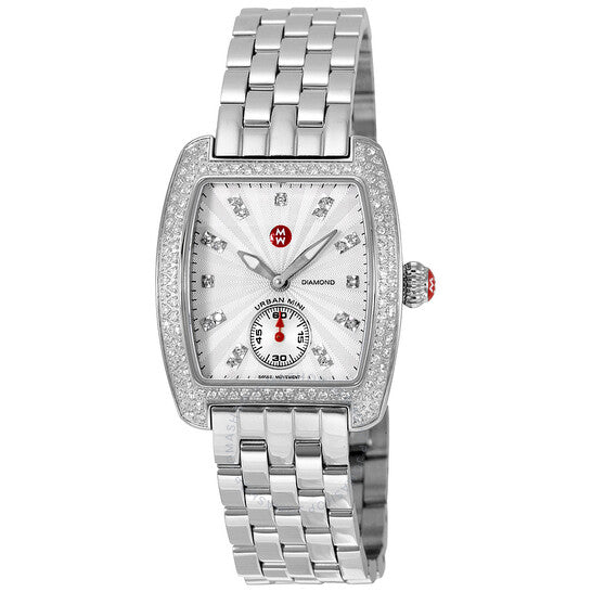 Michele, Mini Urban Silver Diamond Dial Ladies Watch