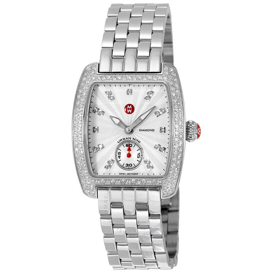 Michele, Mini Urban Silver Diamond Dial Ladies Watch
