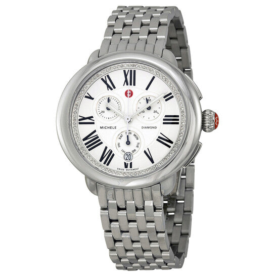 Michele, Serein Chronograph Diamond Stainless Steel Ladies Watch