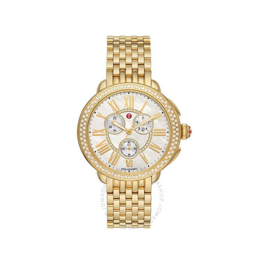 ميشيل سيرين ساعة نسائية كرونوغراف كوارتز بمينا فضي