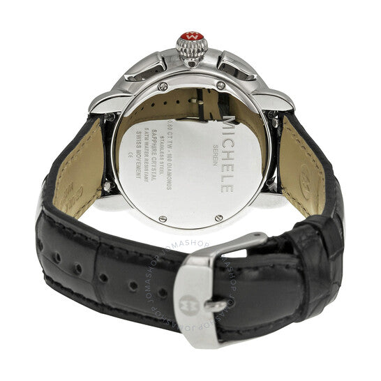 Michele, Serein Chronograph Silver Dial Brown Leather Ladies Watch