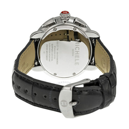 Michele, Serein Chronograph Silver Dial Brown Leather Ladies Watch