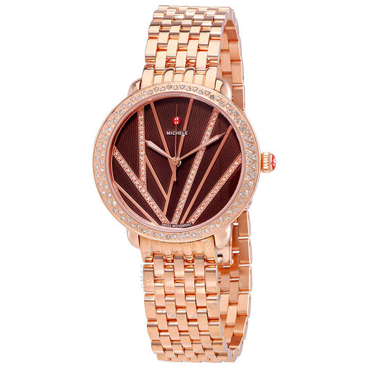 Michele, Serein Mid City Lights Rose Gold-Tone Diamond Ladies Watch