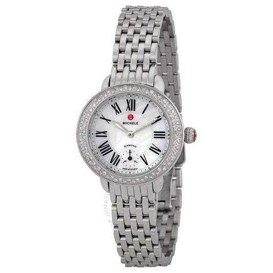 Michele, Serein Mother of Pearl Dial Stainless Steel Ladies Watch