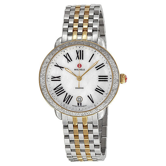 Michele, Serein Mother of Pearl Dial Two-tone Ladies Watch