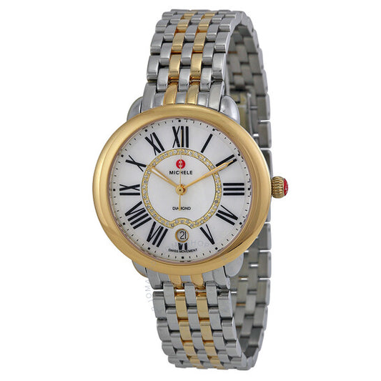 Michele, Serein Mother of Pearl Dial Two-tone Ladies Watch