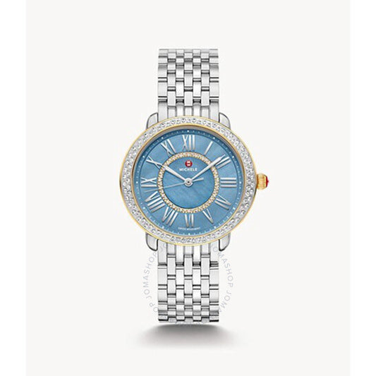 Michele, Serein Quartz Diamond Blue Dial Ladies Watch