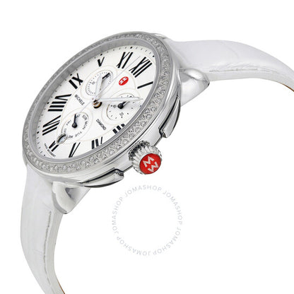 Michele, Serein Silver Dial Silver Leather Ladies Watch