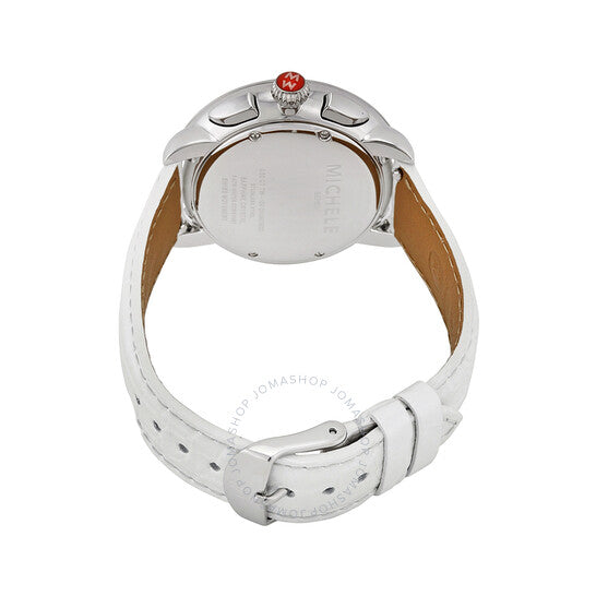 Michele, Serein Silver Dial Silver Leather Ladies Watch